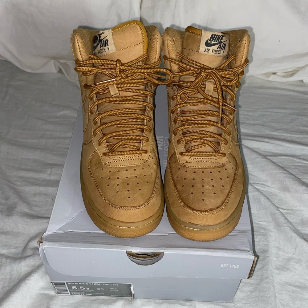 Grade school wheat air force 1 high size 5.5